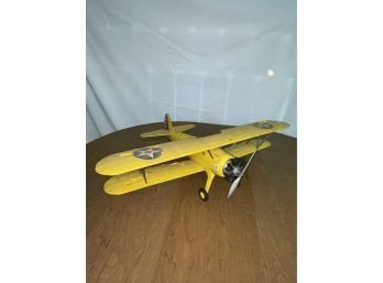 Vintage Yellow Balsa Wood Military Fighter Plane Model #3
