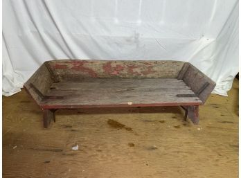 Antique Wood Carriage, Wagon Seat With Original Red Paint