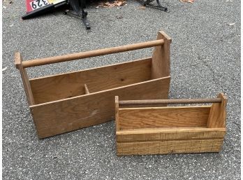 Lot Of 2 Vintage Wood Tool/Hardware Carriers, Toolboxes