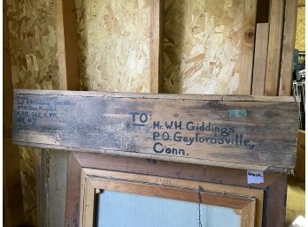 Vintage W.H. Giddings - Gaylordsville, CT Wood Shipping Crate/Box - Hand Painted