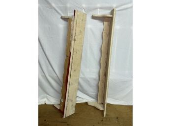 Pair Of Shabby Chic Painted Wall Shelves 48' Long