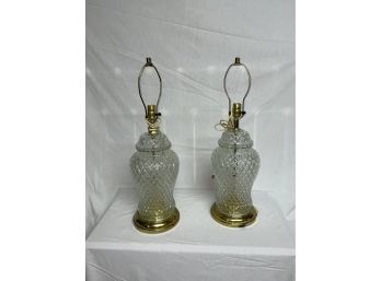 Pair Of Vintage Glass Table Lamps - Phoenix Consolidated Glass - Made In Monaca, PA