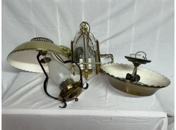Lot Of 3 Vintage Indoor Hanging Ceiling Lamps - Hall, Entryway, Kitchen