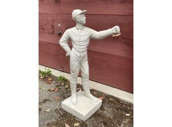 Vintage Cement Lawn Jockey - Unpainted, Electric Wired - Perfect Condition RARE