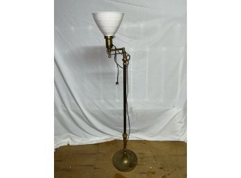 Vintage Brass With Milk Glass Shape Floor Lamp