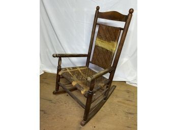 Antique Rocking Chair With Woven Seat & Back - Project Piece