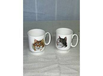 (2) Royal Windsor Bone China CAT Mugs - England