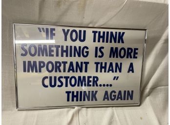 Important Customer Sign - Vintage Store Frame