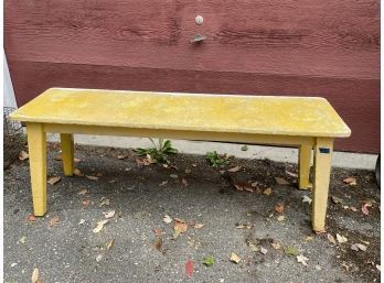 Vintage Yellow Painted Wood Bench #1