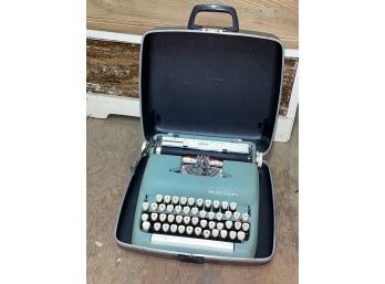 Vintage Blue Smith Corona 'Sterling' Typewriter In Case