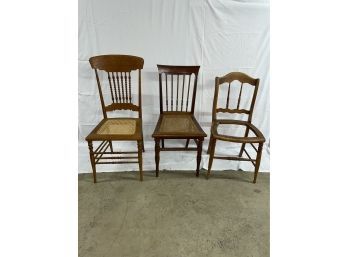 Lot #4 Antique Caned Seat Chairs