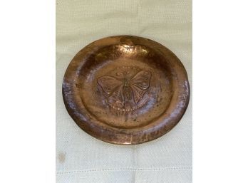 Vintage Hammered Copper Butterfly Plate