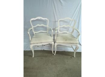 Nice Pair Of Painted White Antique Chairs