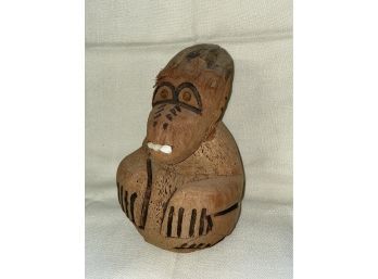 Vintage Monkey Carved Coconut - Whimsical Tiki Bar Decor