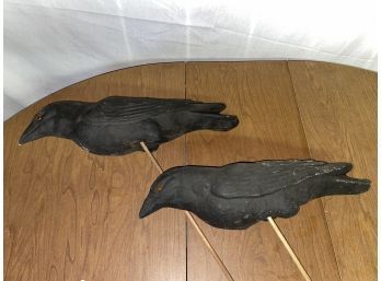 Lot Of 2 Vintage Crow Hunting Bird Decoys