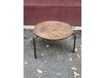 Round Mid Century Stand Table - Bent Wood Legs