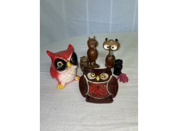 Lot Of Vintage Mid-Century Owl Items
