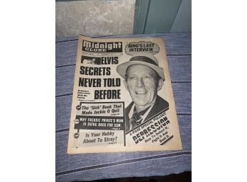 1977 'Midnight Globe' Tabloid Newspaper - Bing Crosby, Elvis Secrets
