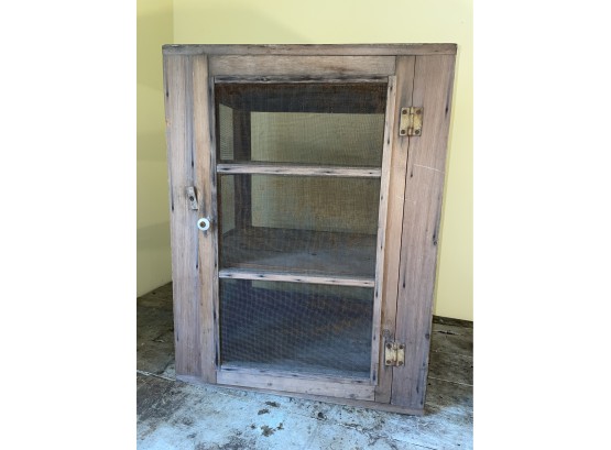 Antique Pie Safe - Wood With Screen 3 Shelf Box - Rustic, Primitive Country Decor