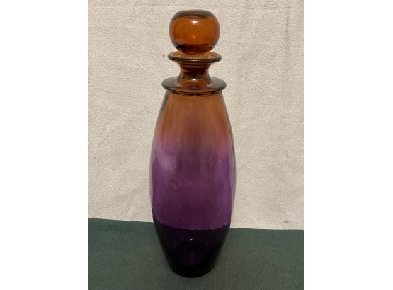 Mid-Century Purple Glass Bottle With Ball Stopper
