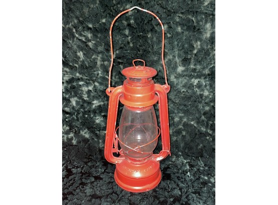 Vintage 'American Camper' Red Oil Lamp, Barn Lantern