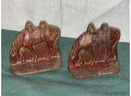 Pair Of Vintage Cast Iron Horse Bookends