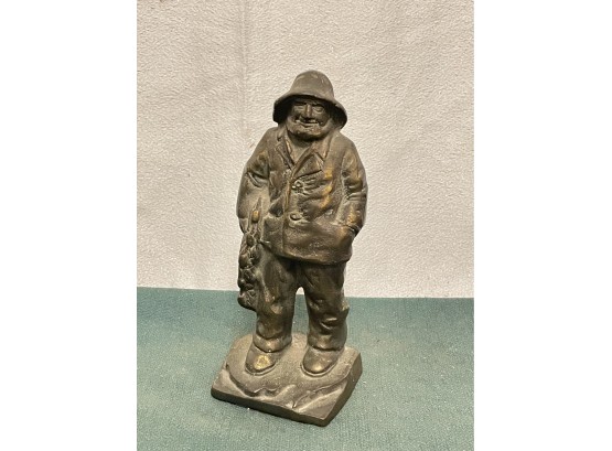 Antique 7' Cast Iron Fisherman Figural Bookend, Doorstop - Littco Products