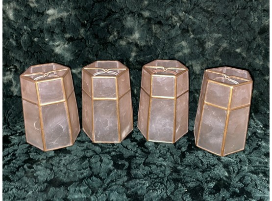 Set Of 4 Small Vintage Capiz Shell Lamp Shades