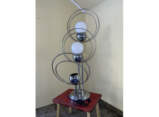 Mid-Century Modern Space Inspired Chrome Ball & Ring Table Lamp - Project