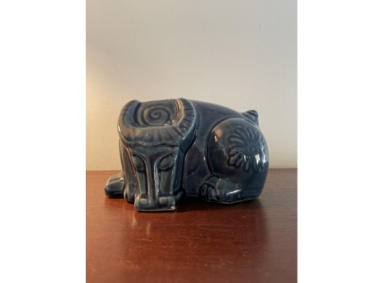 Blue Sleeping Taurus Mid-Century Ceramic Bull Figurine