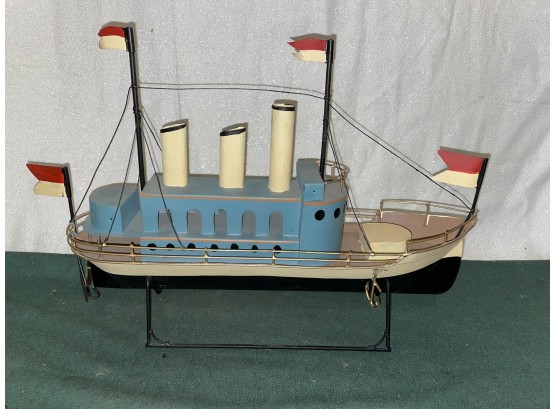 Metal Steamship Model With Stand