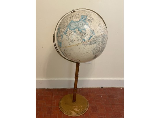 Very Large Vintage Globe On Floor Pedestal Stand