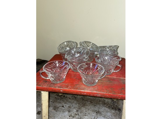 Set Of 12 Pressed Glass Punch Cups
