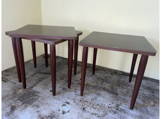 Set Of 3 Mid-Century Stacking Tables - Square Top