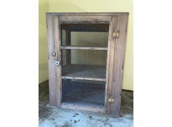 Antique Pie Safe - Wood With Screen 3 Shelf Box - Rustic, Primitive Country Decor