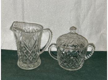 Vintage Pressed Glass Cream & Sugar Set
