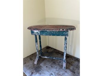 Primitive Shabby Chic Table With Chippy Paint - Red, White & Green