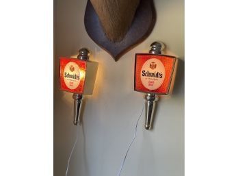 (Pair) Schmidt's Philadelphia Beer Bar Lights - Vintage Advertising
