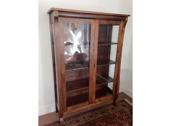 Beautiful Antique Glass Front & Sides Display Cabinet (#1) - Original Wavy Glass Curio Store Case