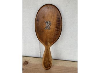 Vintage Wood Hand Mirror 'R'