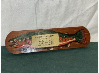 Fun Vintage 'Fisherman's Code' Wooden Plaque - Cabin Decor