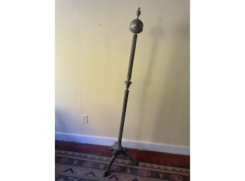 Antique Metal Lamp Pole With Lion Head Feet - Great Patina