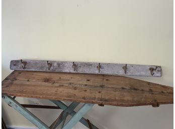 Antique 4 Foot Long Wood Coat Rack