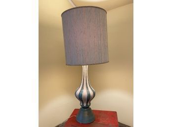 Vintage Blue & White Mid-Century Pottery Table Lamp