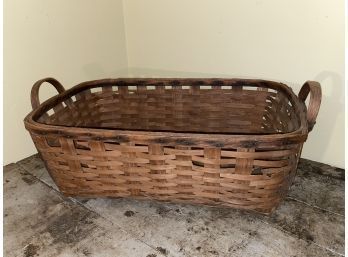 Large Antique 2 Handle Woven Laundry Basket