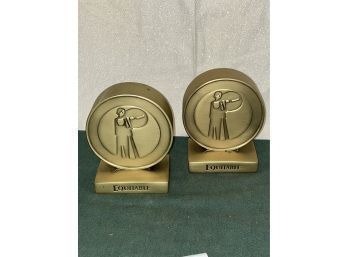 Vintage Brass 'Equitable' Insurance Advertising Bookends