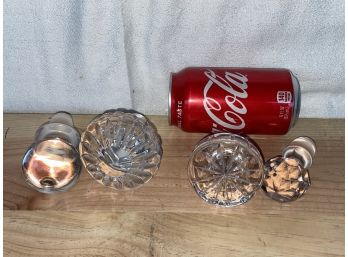 Set Of 4 Large Vintage Glass, Crystal Decanter Bottle Stoppers