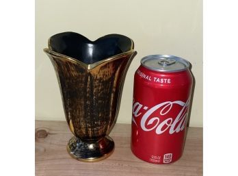 Vintage STANGL Art Pottery Black & Gold Vase USA