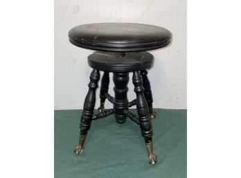 Antique Adjustable Piano Stool - Claw & Glass Ball Foot