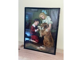 1912 Swift's Premium Calendar 'Dog Doctor' Art Print In Glass